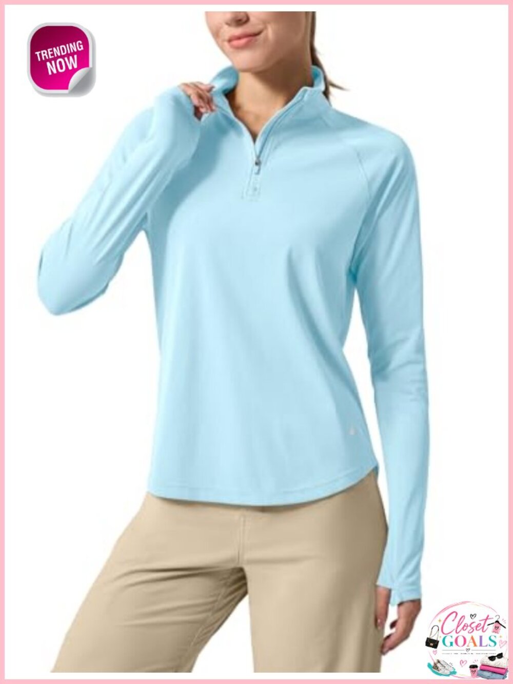 Women's UPF 50+ Long Sleeve Quarter-Zip Sun Shirt Quick Dry